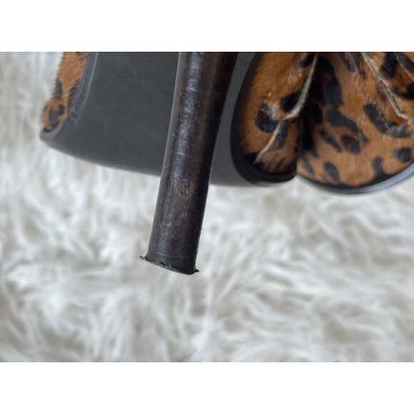 Linea Paolo  Size 6.5 Bootie Stiletto Heel Leopard Print Calf Hair FLAWS - Picture 13 of 14